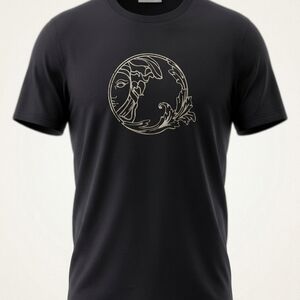Versace Collection Black Tee with Gold Graphic